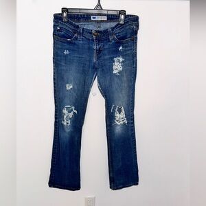Levi's Blue Distressed Boot Cut Jeans